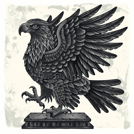 Industrial flat tattoo sketch of a Mexican eagle