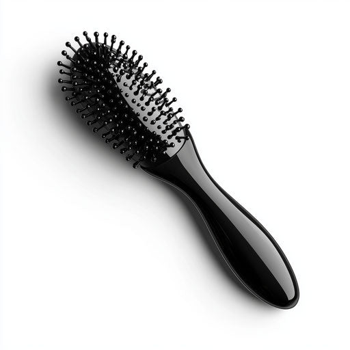 3D hairbrush on flat white background, isolated clipart