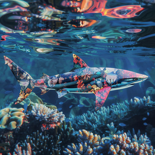 Shark with coral reef colors