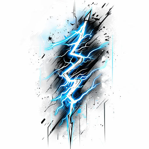 Lightning Bolt Clipart Sketch with Electric Blue and White