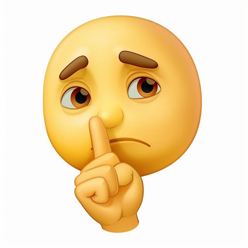Yellow face emoji thinking with hand on chin