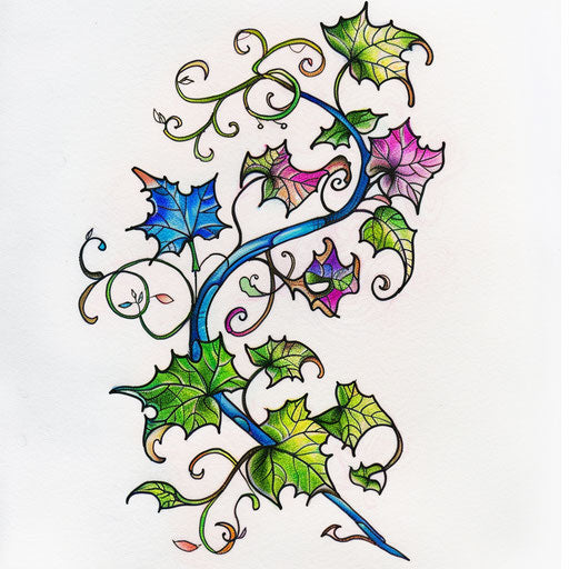 Art Nouveau-inspired vine tattoo