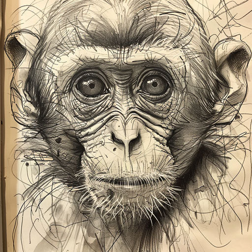 Expressive face of a monkey capturing its curiosity