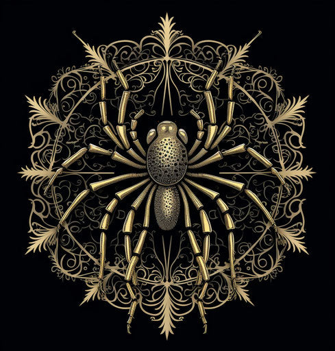 Drawing of a spider with intricate designs