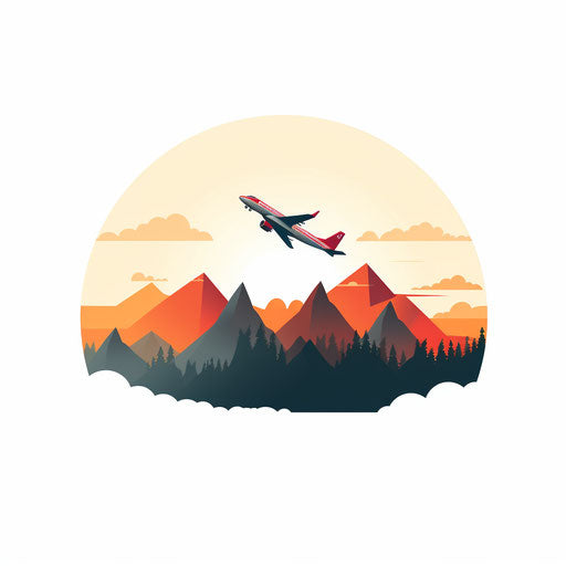 Flight illustration in minimalist style, on white background