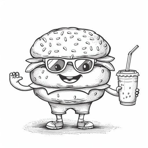 Cheeky burger with soda and sunglasses