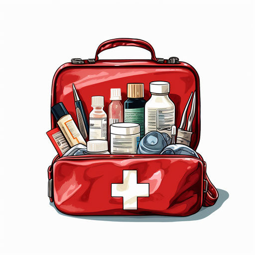 First aid kit clipart in the style of Chiaroscuro Art on white background
