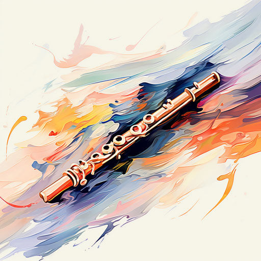 Flute illustration in the style of Impressionistic Art, on white background