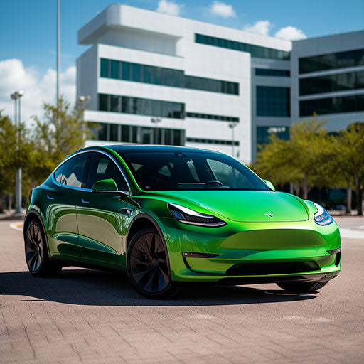 Bright green Tesla Model Y
