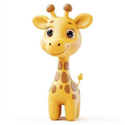 3D giraffe in photo realistic style with a flat white background, isolated clipart