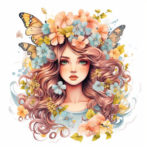 April clipart in the style of Pastel Colors Art, on a white background