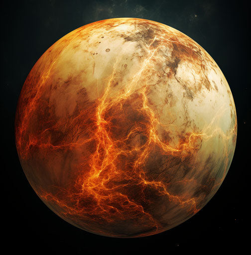 Interior view of Venus, light gold and red style, accurate topography