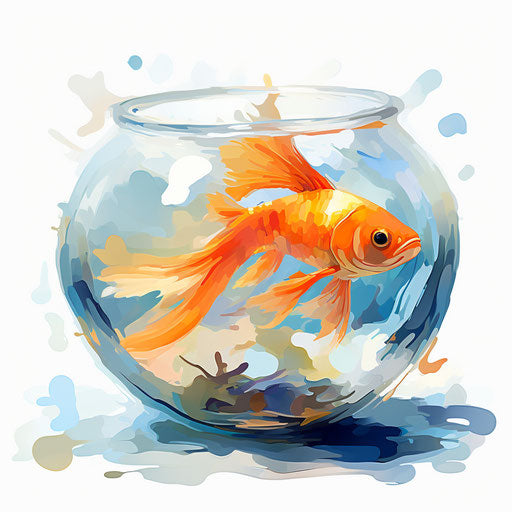 Fish bowl clipart in the style of Impressionistic Art
