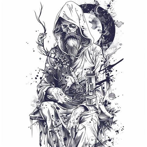 The Hermit: surrealistic tarot card design