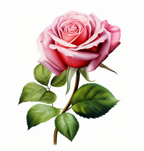 A pink rose clipart, mughal style, realistic light red and white