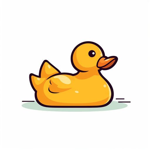 Rubber duck clip art in Minimalist style on white background