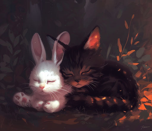 Cute animals in animated GIF style, dark brown and white