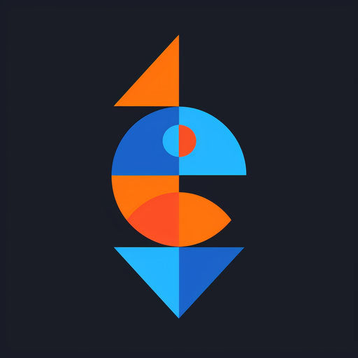 Bold and modern logo with geometric shapes and bright colors