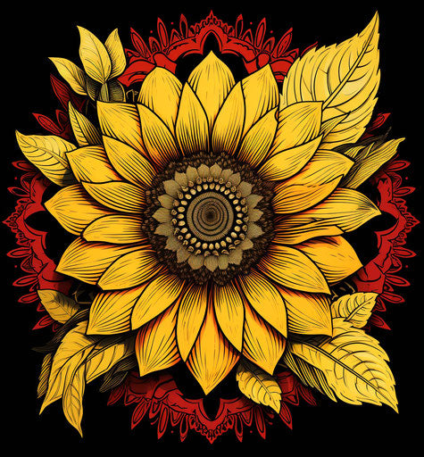 Traditional sunflower mandala in Balinese motifs