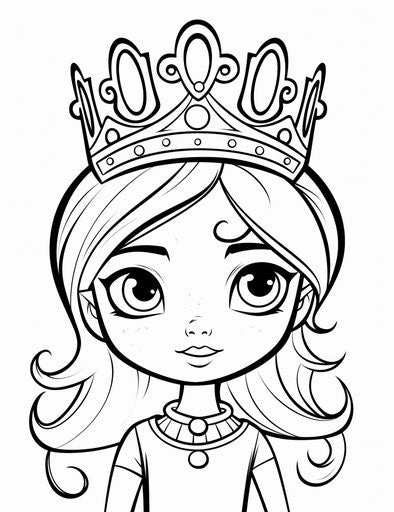 Princess with Crown Coloring Page