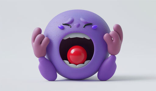 Animated emoji holding head, screaming & having fun