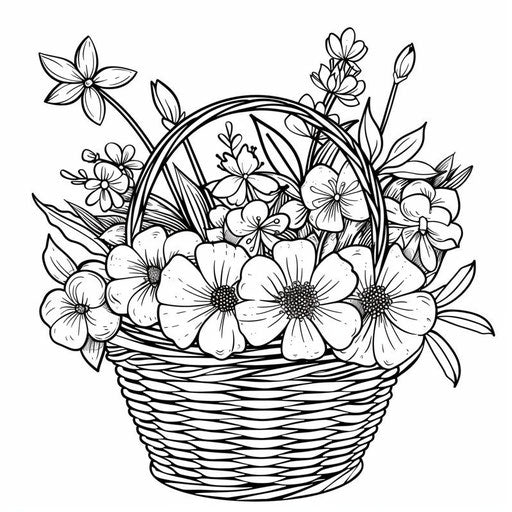 Spring flowers in basket