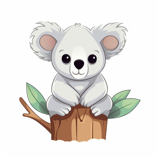 Minimalist style koala clipart, on white background