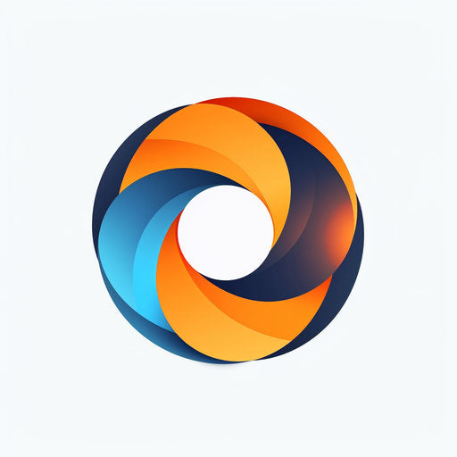 Minimalist logos with vibrant orange and blue colors on white