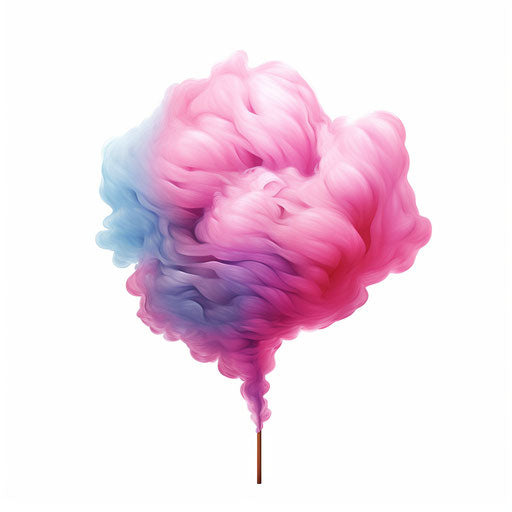 Cotton candy illustration in the style of Chiaroscuro Art, on white background