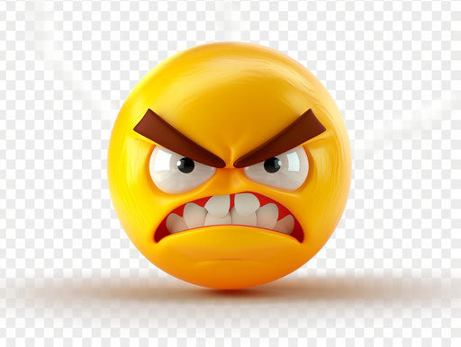 Angry yellow person, angry face on transparent background in meme art style