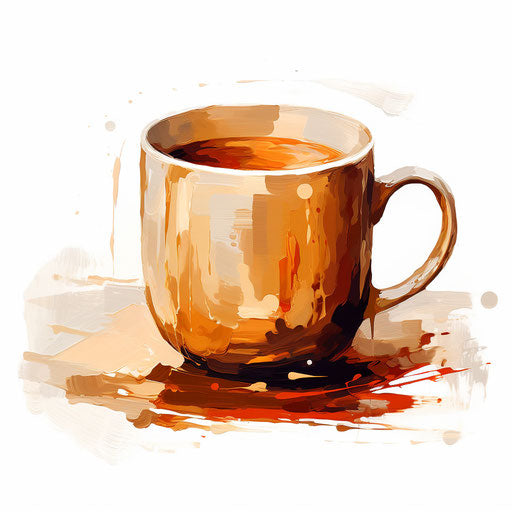 Mug clipart in the style of Oil painting, on a white background