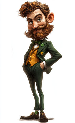 Leprechaun in the style of Tiago Hoisel, playful caricatures