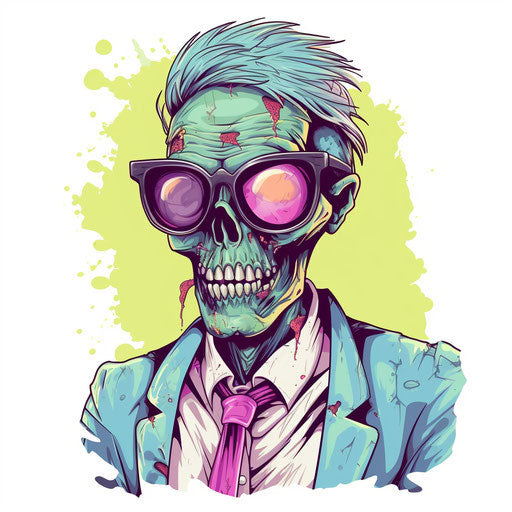 Zombie clipart in the style of Pastel Colors Art, on white background