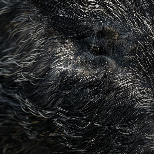 Textured fur of a wild boar in the style of Vincent Munier