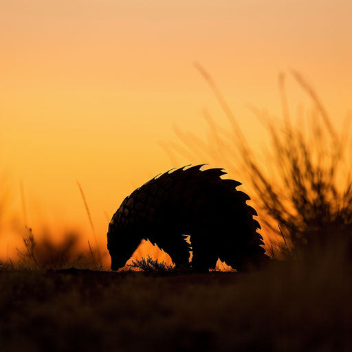 Silhouette of pangolin in the vast Kalahari Desert