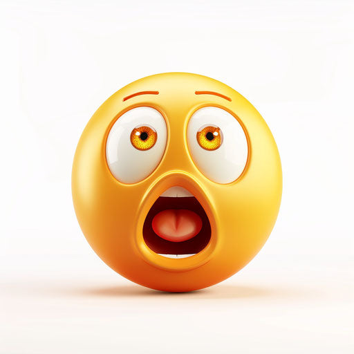 Shocked emoji clipart, plain white background, vector illustration