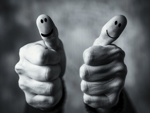 Happy emoticion showing his two thumbs up photo