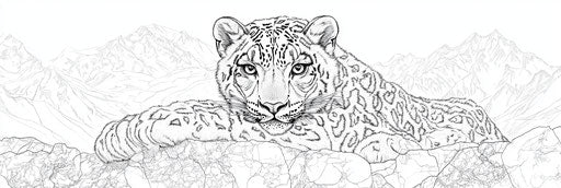 Very simple snow leopard coloring book page 3:1