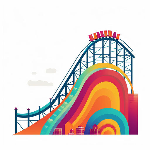 Minimalist roller coaster clipart on white background