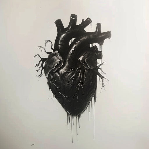 Black heart tattoo with 3D optical illusion