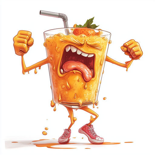 Humorous caricature of a drinks clipart with human characteristics