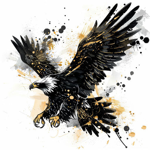 Dynamic flat tattoo sketch of a Russian mafia eagle in flight