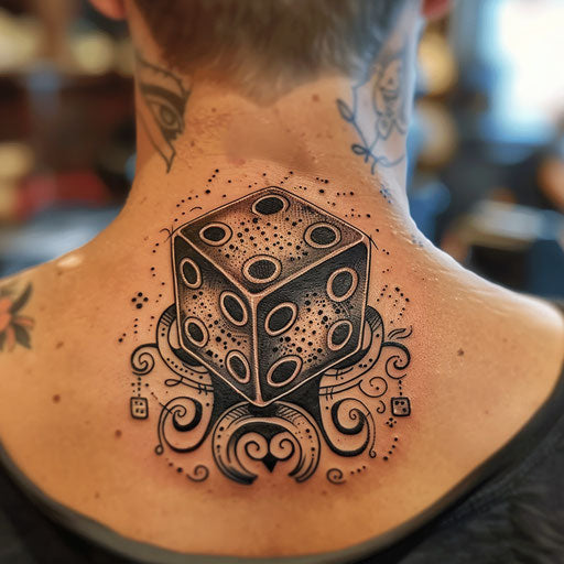 Dice tattoo with tribal elements