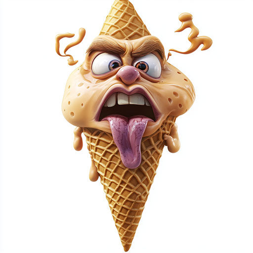 Humorous caricature of a cone with human characteristics