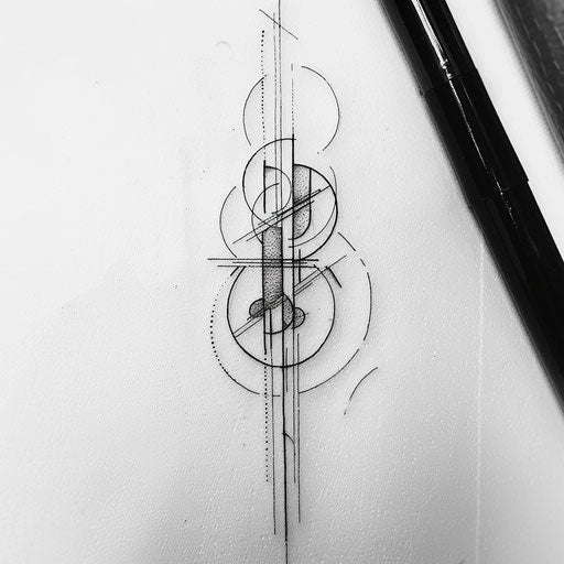 Minimalist interpretation highlighting the eleven tattoos