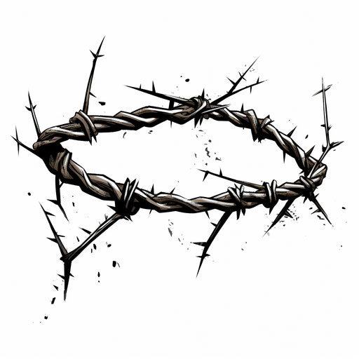 Barbed wire clipart in the style of Chiaroscuro Art, on a white background