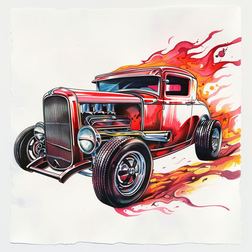 Vintage American hot rod car tattoo in 1950s style