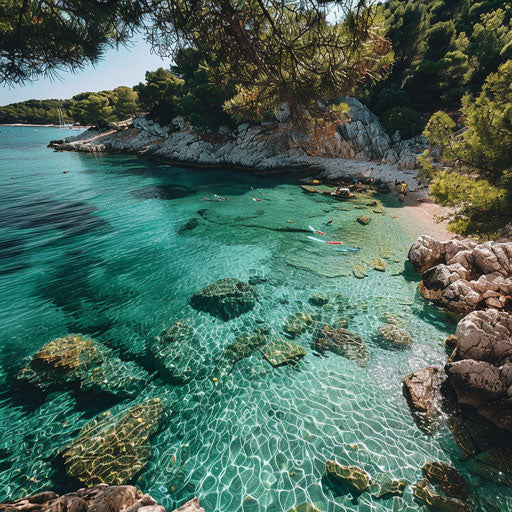 Hvar Beach with clear waters and lush greenery