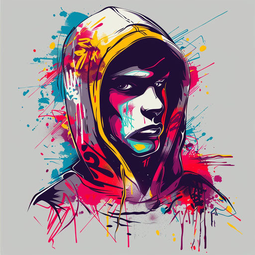 Urban clipart tattoo sketch of street-style hood with graffiti