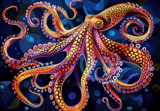 Scientific style octopus vector art illustration